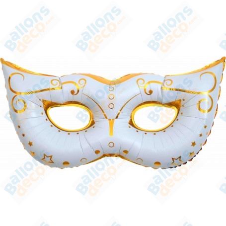 Ballon Masque Carnaval Blanc et Or