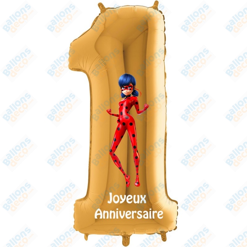 Ballon Miraculous Chiffre Or Anniversaire