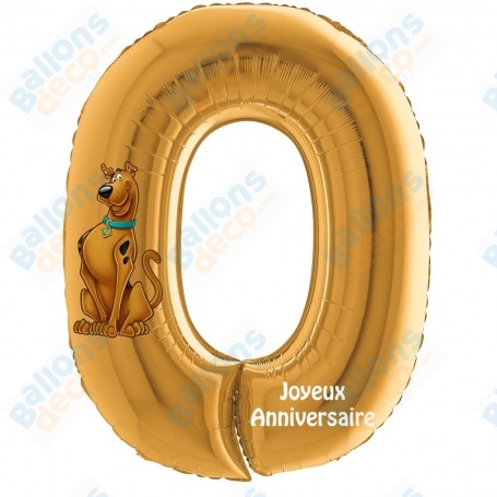 Ballon Scooby Doo Chiffre Zéro Or Anniversaire