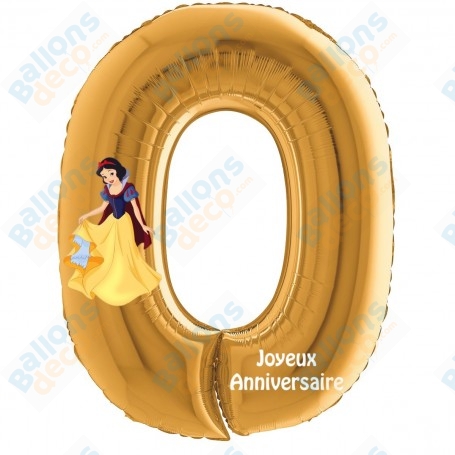 Ballon Blanche Neige Chiffre Zéro Or Anniversaire Princesse Disney.