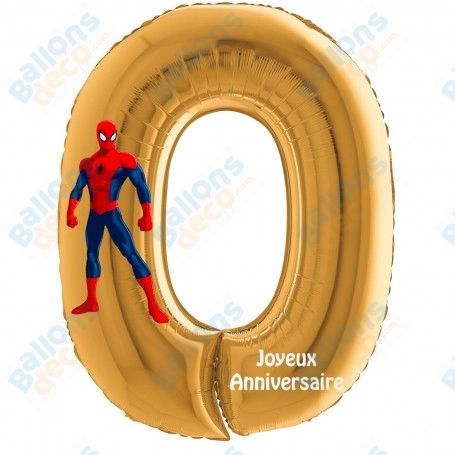 Ballon Spider-man Chiffre Zéro Or Anniversaire Marvel Avengers Disney
