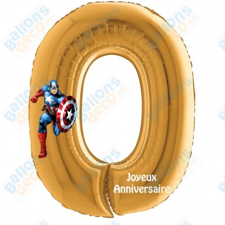 Ballon Captain América Chiffre Zéro Or Anniversaire Avengers Disney
