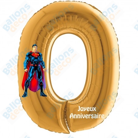 Ballon Superman Chiffre Zéro Or Anniversaire Avengers Disney