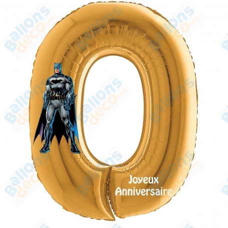 Ballon Batman Chiffre Zéro Or Anniversaire Avengers Marvel Disney