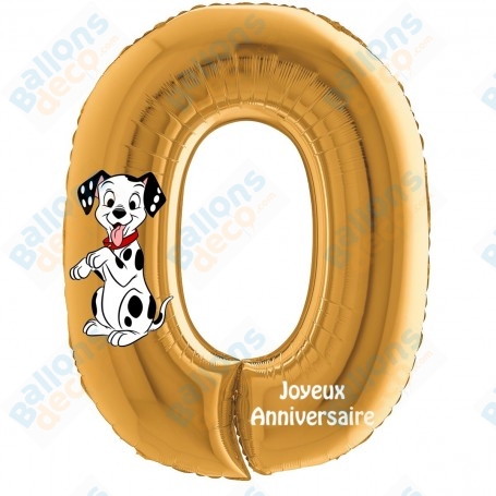 Ballon 101 Dalmatiens Chiffre Zéro Or Anniversaire Disney, Décorations ballons pour anniversaire.