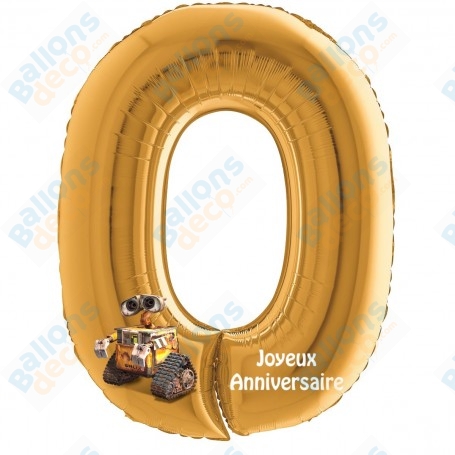 Ballon Wall-E Chiffre Zéro Or Anniversaire Disney Pixar, Décorations ballons pour anniversaire.