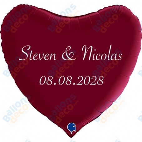 Ballon Coeur Cerise Personnalisable Mariage 86 Cm