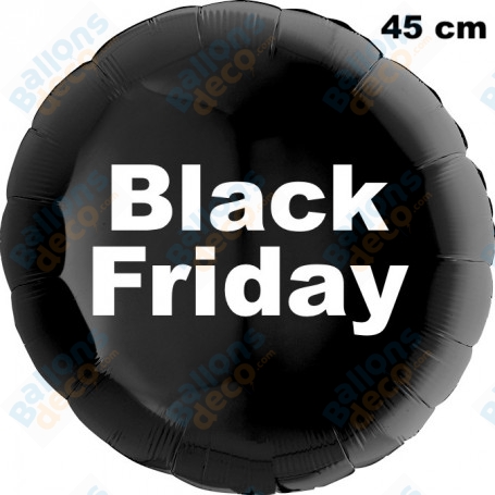 Ballon Black Friday Rond Noir Mylar 45 cm