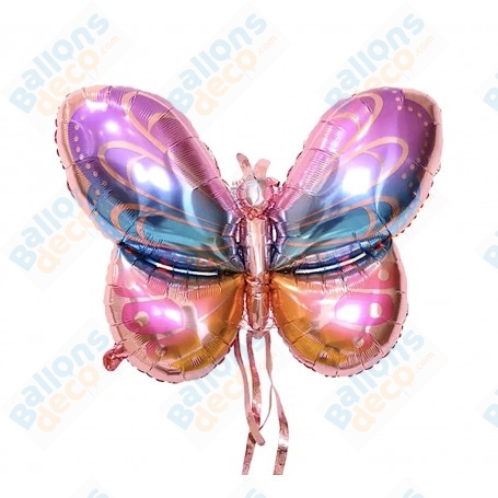 Ballon Papillon Arc-en-ciel Rose, décoration ballon Féérique, décoration de vitrine.