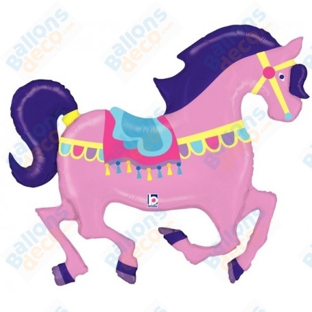 Ballon Cheval Rose Carousselle, décorations ballons animaux du cirque.