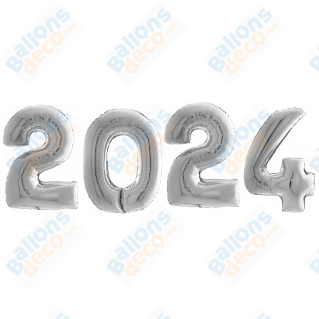 Ballons 2024 de Couleur Argent Nouvel An