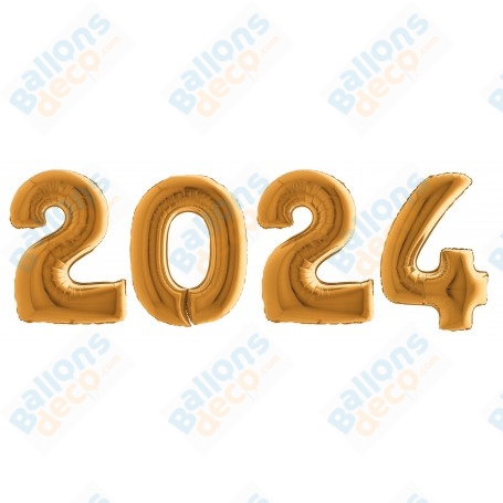 Ballons 2024 de Couleur Or Nouvel An