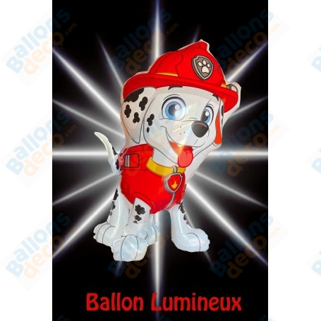 Ballon Marcus Pat Patrouille Lumineux, décorations ballons anniversaire, soirée nocturne.