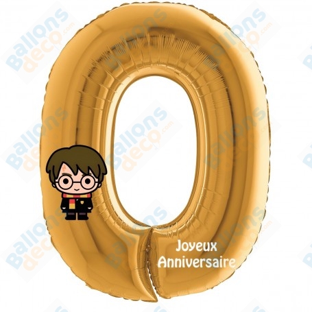 Ballon Harry Potter Chiffre Zéro Or Anniversaire