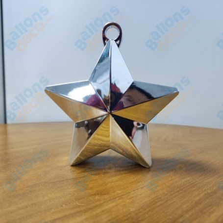 Contrepoids Ballons Forme Etoile x 2 Couleur Argent, Décorations ballons pour anniversaire.
