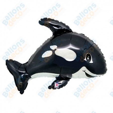 Ballon Orque Noir de chez Flexmetal, décoration ballon animaux marin et aquatique, Anniversaire
