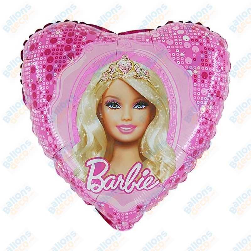 Ballon Barbie Coeur Rose Princesse - Poupée Barbie - Ballonsdeco.com
