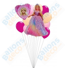 Ballon Barbie Tête Rose Holographique - Anniversaire 