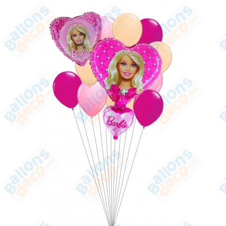 Ballons Barbie Double Coeurs en Grappe
