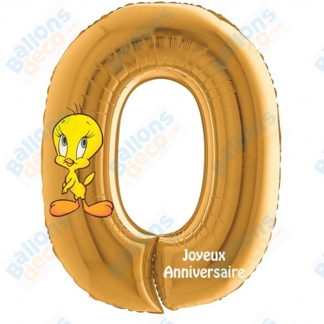 Ballon Titi Chiffre Zéro Or Anniversaire Les Looney Tunes