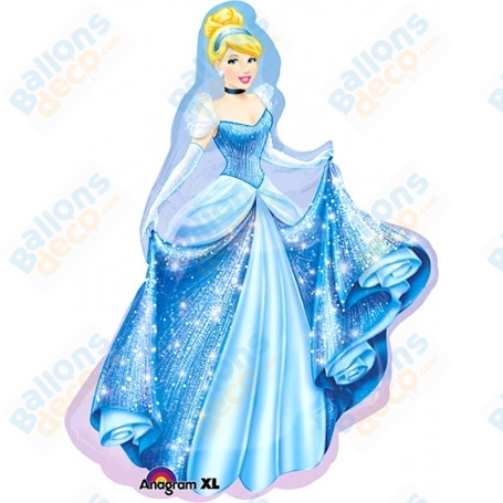 Ballon Princesse Cendrillon Robe Bleu Disney, Décorations ballons pour anniversaire.