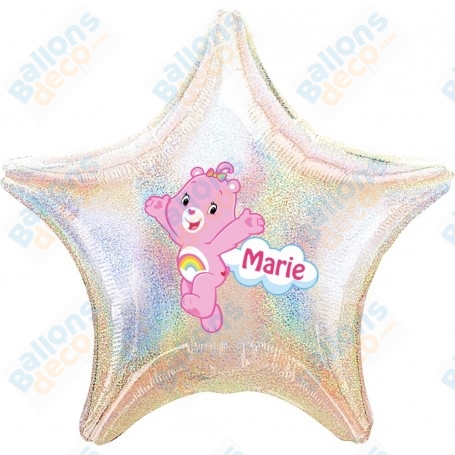 Ballon Des Bisounours Rose Personnalisable Anniversaire 1 Face