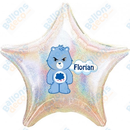 Ballon Des Bisounours Bleu Personnalisable Anniversaire 1 face