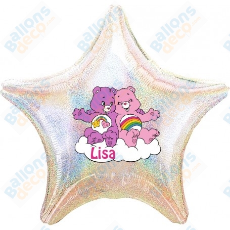 Ballon Bisounours Lilas et Rose Personnalisable Anniversaire 1 Face