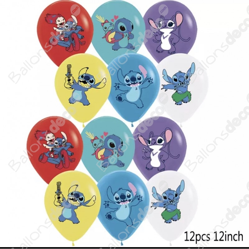 Ballons Stitch en Grappe 12 Ballons - Ballons Disney 