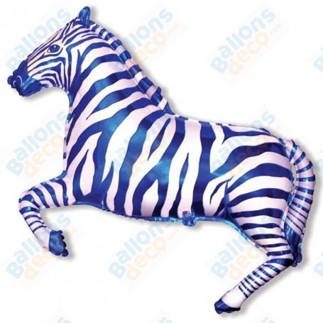 Ballon Zèbre avec des rayures bleues, décoration ballon animaux de la savanes, Anniversaire enfant Disney.