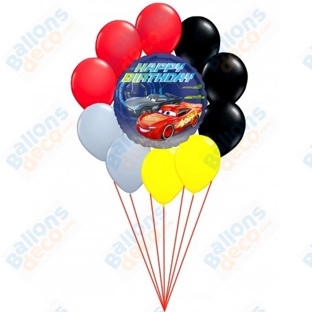 Ballons Cars 3 en Grappe Baudruche Disney Mc Queen, Décorations ballons pour anniversaire.