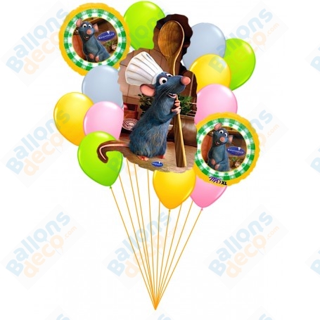 Ballons Ratatouille en Grappe Luxe Disney Pixar, Décorations ballons pour anniversaire.