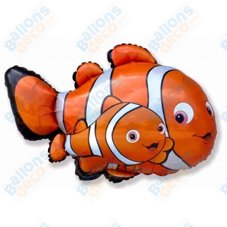 Ballon Poisson Clown Style Nemo Flexmetal, décoration ballon anniversaire, Ballon Aquatique.