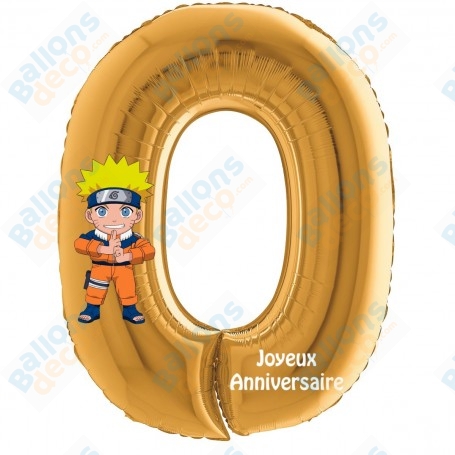 Ballon Naruto Chiffre Zéro Or Anniversaire Manga