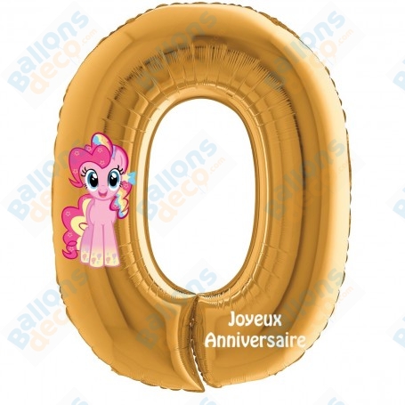 Ballons Pinkie Pie Chiffre Zéro Or Anniversaire