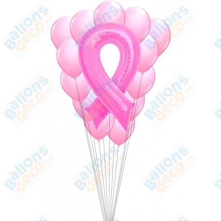 Ballons Cancer Du Sein en Grappe Ruban, Octobre Rose