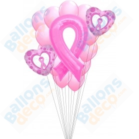 Ballons Cancer Du Sein en Grappe Ruban - Octobre Rose