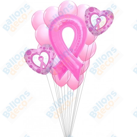 Ballons Octobre Rose Cancer du Sein en Grappe