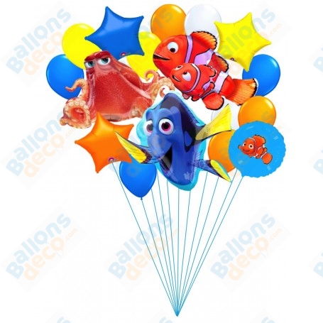 Ballons Nemo Dory en Grappe Disney Pixar, ,Décorations ballons pour anniversaire.