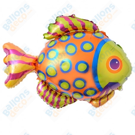 Ballon Poisson Pois Multicolore, décoration ballon anniversaire marin, aquatique.