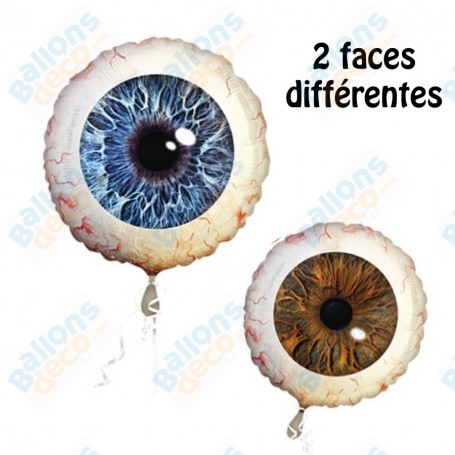 Ballon Oeil Bleu et Marron Halloween