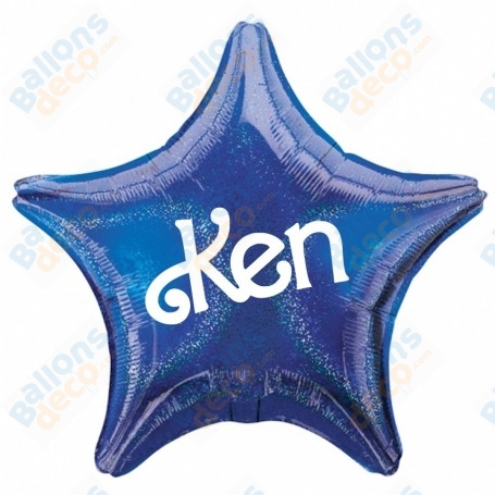Ballon Étoile Ken Bleu Holographique 1 Face