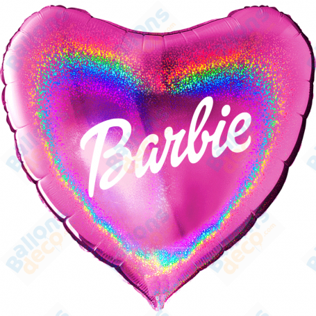 Ballon Coeur Barbie Rose Holographique Années 2000 de 86 cm 1 face