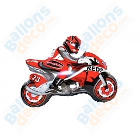 Ballon Moto de Course Rouge, Décorations ballons pour anniversaire.