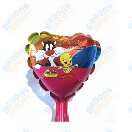 Ballons Titi et Gros Minet Coeur Mini Formes