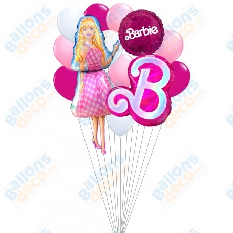 Ballons Barbie Luxe en Grappe Anniversaire rose