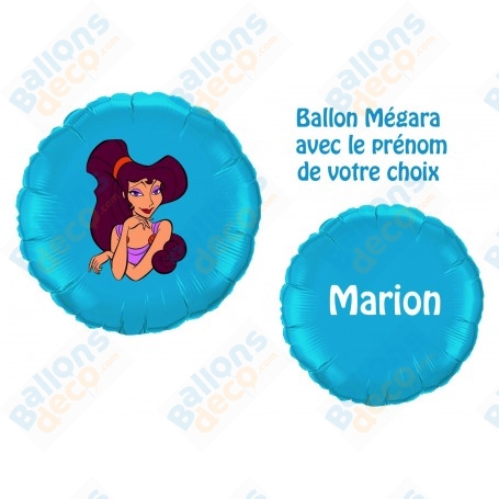 Ballon Mégara Hercule avec le Prénom Anniversaire Disney, Décorations ballons pour anniversaire.