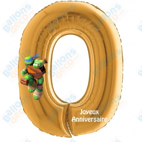 Ballon Leonardo Des Tortues Ninja Chiffre Zéro Or Anniversaire