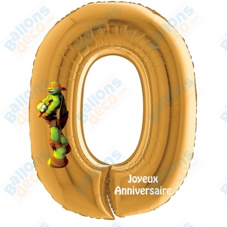 Ballon Michelangelo Des Tortues Ninja Chiffre Zéro Or Anniversaire