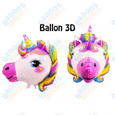 Ballon Tête de Licorne 3D, décoration ballon anniversaire hélium, unicorn